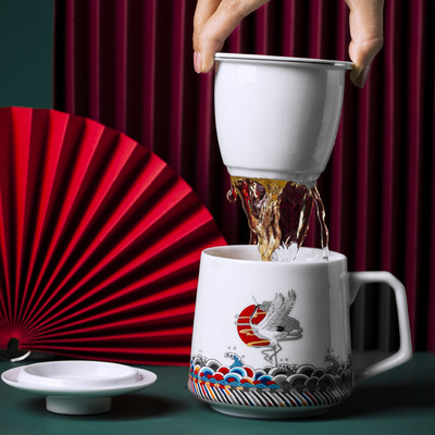 陶瓷水杯国潮复古中国风故宫创意陶瓷办公杯水杯礼盒企业定制礼品