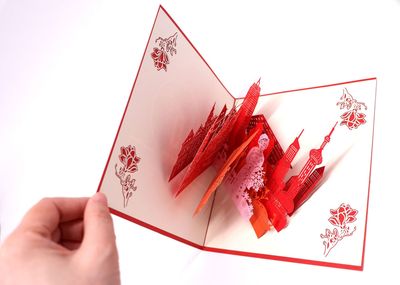 定制上海滩创意3D祝福贺卡 生日节日祝福镂空立体明信小卡片邀请函