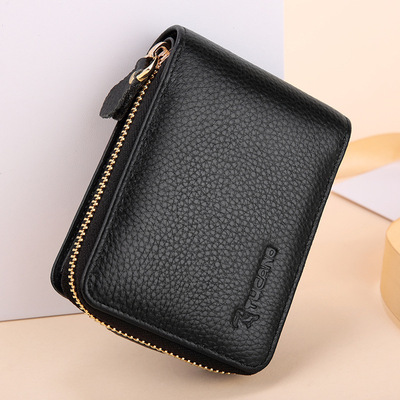 啄木鸟卡包钱包一体包多功能包短款真皮头层牛皮风琴式多卡位