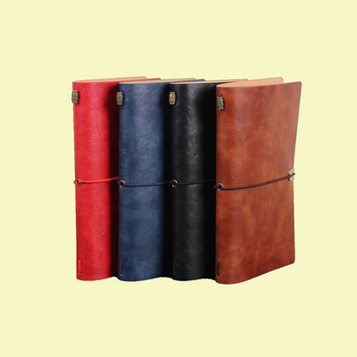 A6复古手账本绑带笔记本创意文具旅游记录本学生日记本可定制LOGO