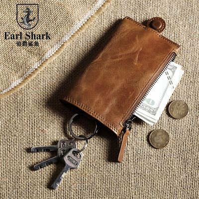 真皮复古钥匙包头层牛皮拉链大容量腰挂汽车锁匙包批发