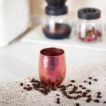 TAIC太可钛度纯钛双层真空圆融杯敞口杯定制刻字情侣手工高端商务办公户外迷你小巧便携带咖啡女士个性潮 莫奈·皓月银