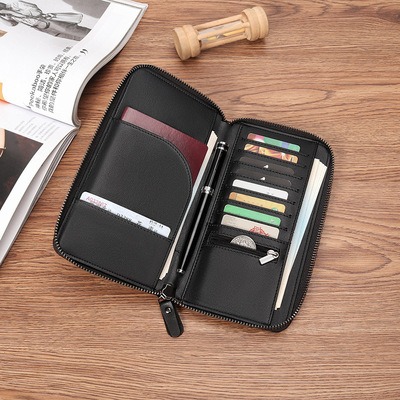 新款真皮证件包长款多功能手机护照包拉链机票手拿包