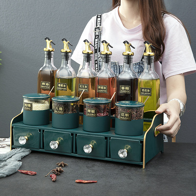家用调料罐架玻璃油瓶厨房用品北欧陶瓷调味罐15件套装厨房收纳罐