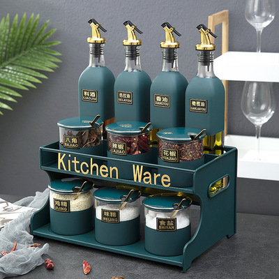 调料罐架玻璃油瓶厨房用品厨房收纳罐家用北欧陶瓷调味罐11件套装