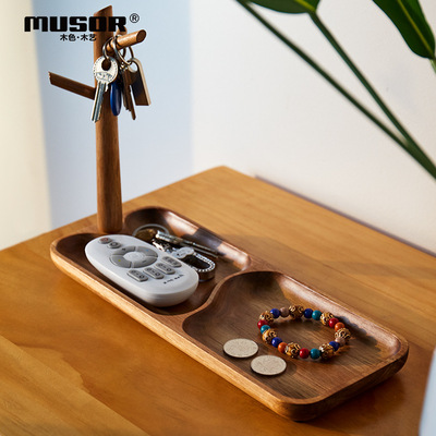 实木挂_门口玄关钥匙鞋柜创意摆件客厅桌面挂 