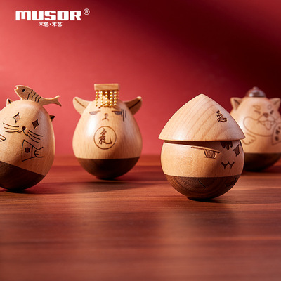 木质原创不倒翁摆件解压玩具