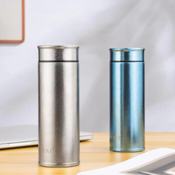 taic太可钛度钛杯子纯钛保温杯如意杯男女士钛水杯定制刻字便携户外咖啡车载情侣双层手工高端办公泡茶 莫奈·皓月银400ml