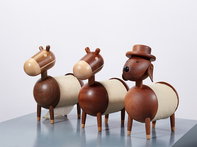 家居实木沙比利小毛驴小狗小鸟纸巾架