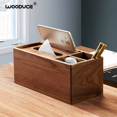 木质抽纸盒_多收纳家居装饰北欧实木胡桃木纸巾盒木质抽纸盒 