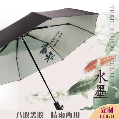 黑胶太阳伞_水墨小黑伞黑胶防紫外线太阳伞遮阳伞超强防晒晴雨伞 