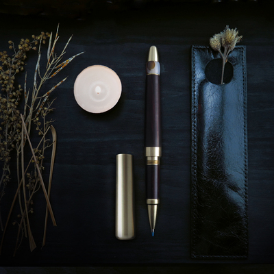 随笔君实木中性笔黄铜玛瑙签字笔商务生日礼品高端套装