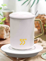 红帕55度智能恒温杯暖暖杯加热杯垫恒温水杯陶瓷杯马克杯带杯勺
