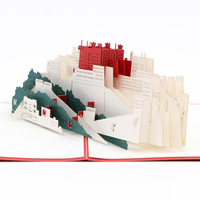 纸质工艺品镭雕立体纸雕贺卡 商务公司年会送礼品3D贺卡邀请函LOGO定制