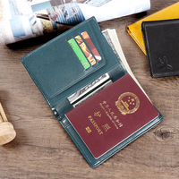 加工定制二层牛皮真皮护照包 登机卡夹包 多功能票据收纳钱包位